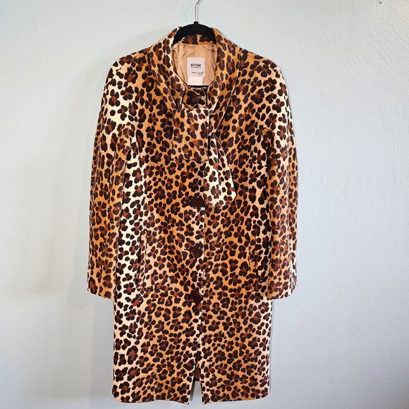 Rare, Vintage Moschino Cheap and Chic Leopard print jacket with tie collar, 8